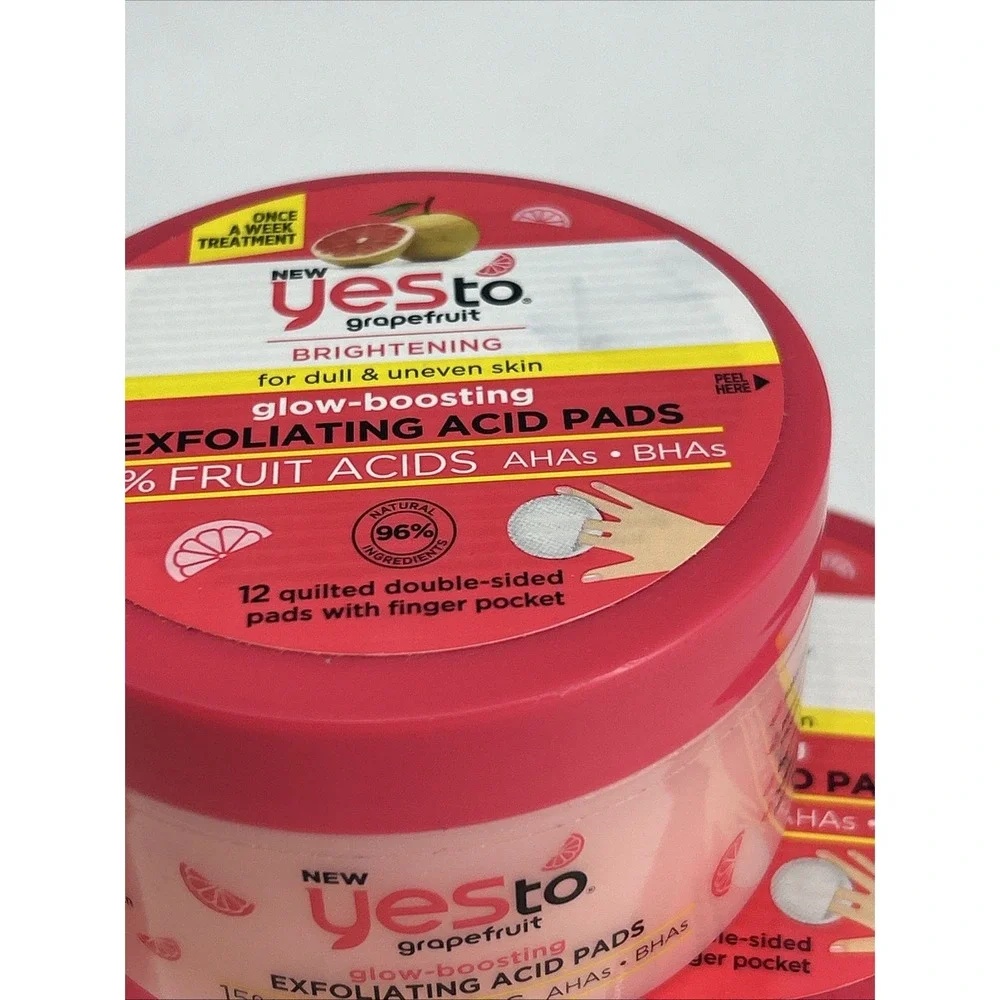 Lot Of 3 Yes To Grapefruit Glow-Boosting Exfoliating Acid Pads - 12 Ct In Each